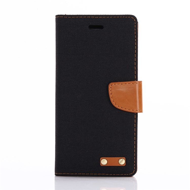 Jeans Cloth Wallet Leather Phone Protective Cover for Sony Xperia XZs / XZ - Black-1