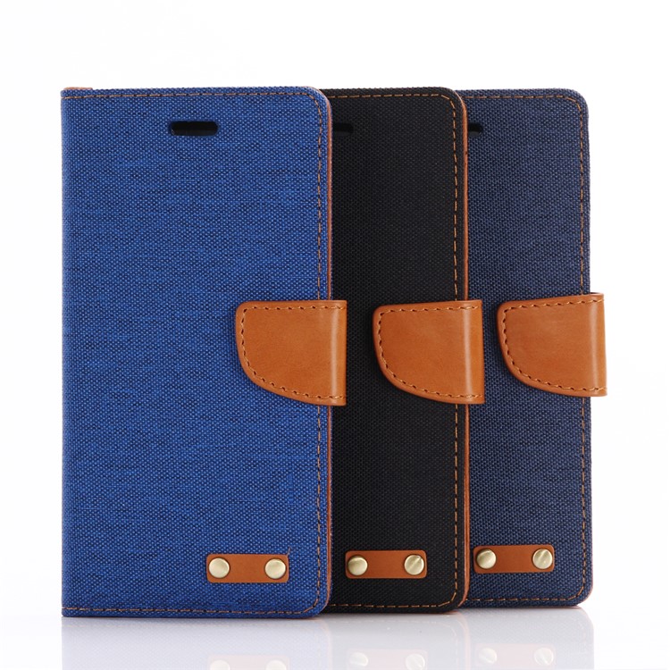 Jeans Cloth Wallet Leather Phone Protective Cover for Sony Xperia XZs / XZ - Black-5