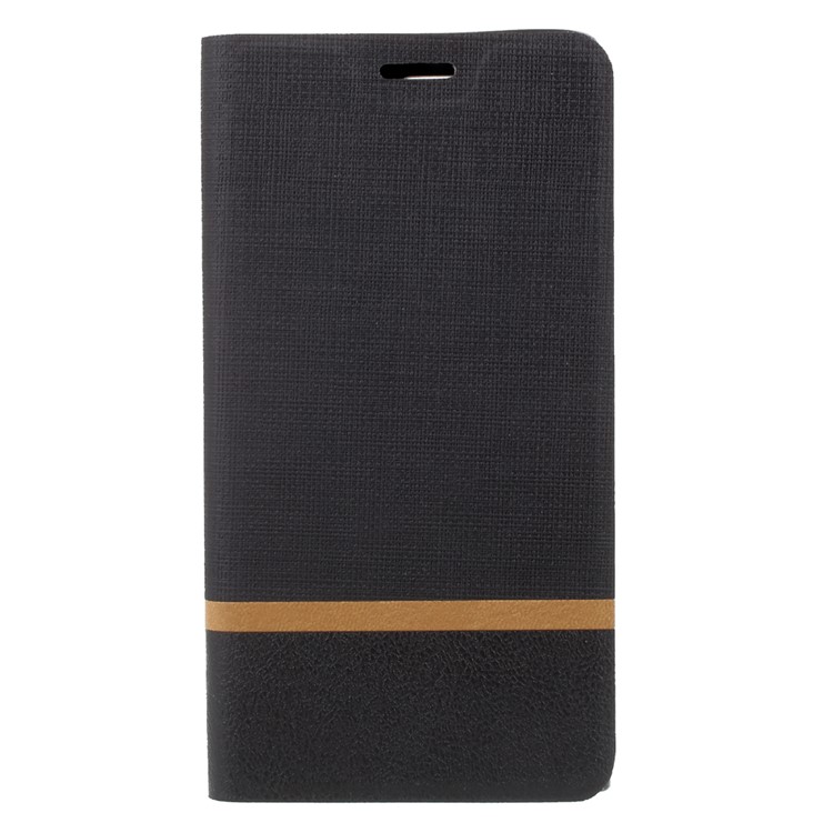 For Sony Xperia XZ Premium Cross Pattern Bi-color Card Slot Leather Case Accessory - Black-2