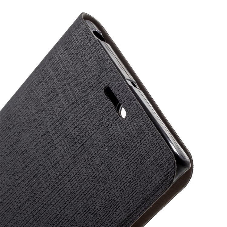For Sony Xperia XZ Premium Cross Pattern Bi-color Card Slot Leather Case Accessory - Black-7
