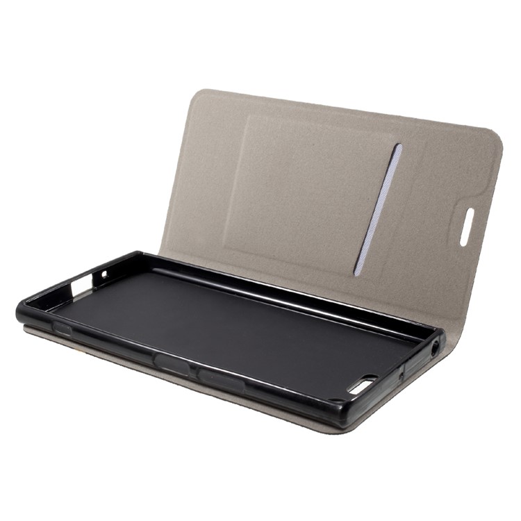For Sony Xperia XZ Premium Cross Pattern Bi-color Card Slot Leather Case Accessory - Black-9