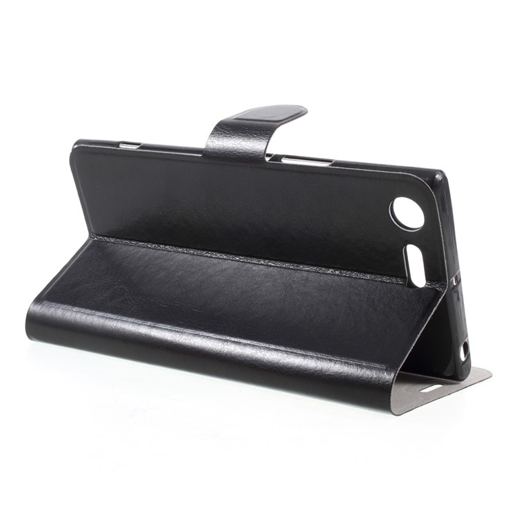 Crazy Horse Card Slot Stand Leather Case for Sony Xperia XZ Premium - Black-4