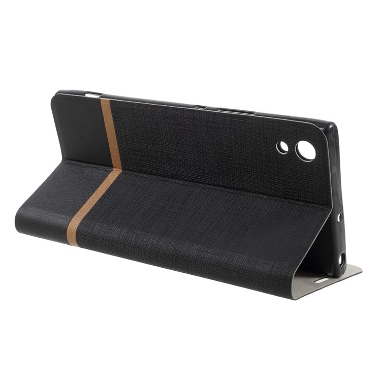Cross Texture Leather Card Holder Cover Built-in Steel Sheet for Sony Xperia XA1 Ultra - Black-5
