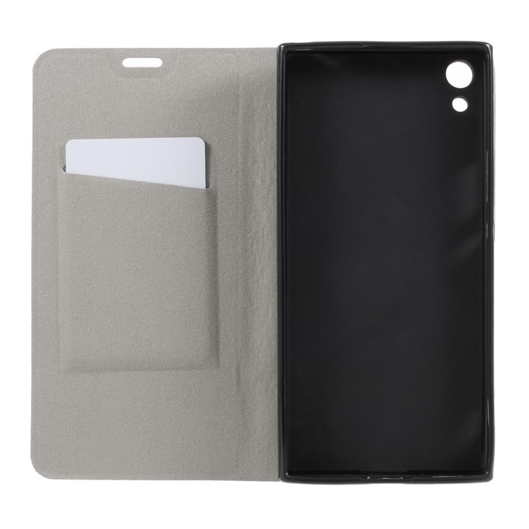 Cross Texture Leather Card Holder Cover Built-in Steel Sheet for Sony Xperia XA1 Ultra - Black-6