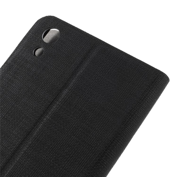 Cross Texture Leather Card Holder Cover Built-in Steel Sheet for Sony Xperia XA1 Ultra - Black-8