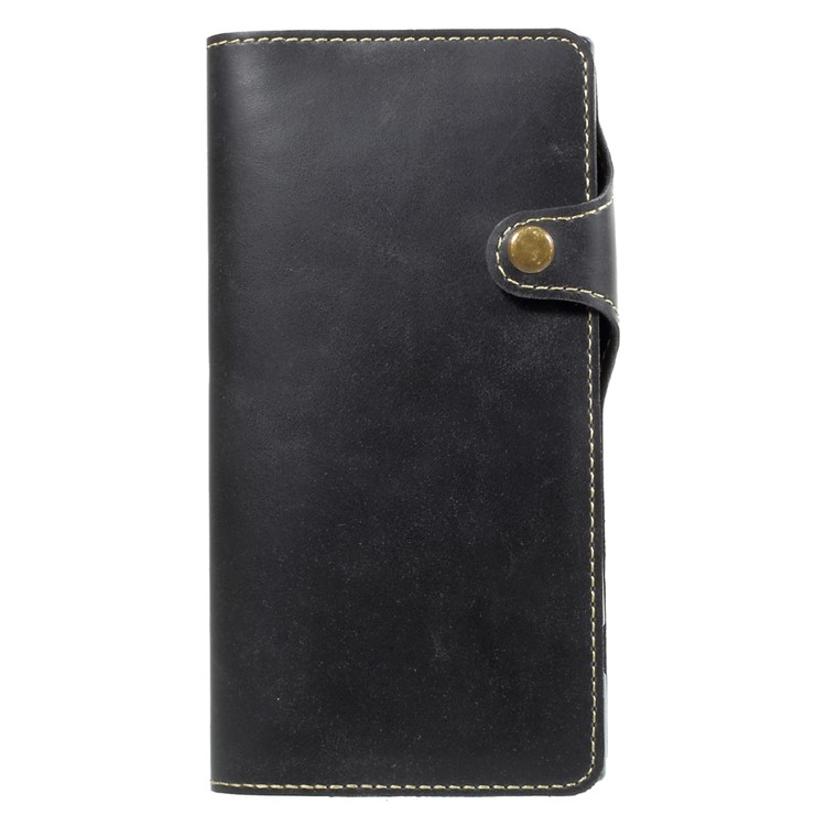 Button Closure PU Leather Mobile Accessory Phone Cover with Lanyard for Sony Xperia XZ Premium - Black-2