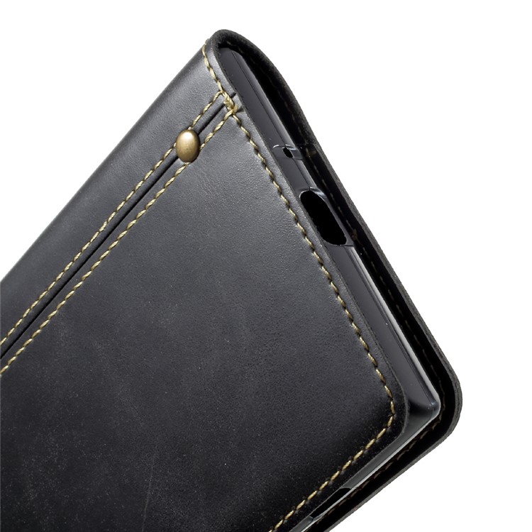 Button Closure PU Leather Mobile Accessory Phone Cover with Lanyard for Sony Xperia XZ Premium - Black-7