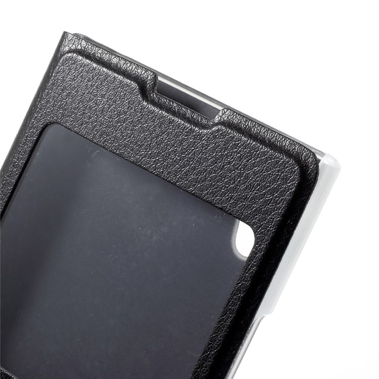 Litchi Grain View Window Leather Mobile Shell for Sony Xperia XA1 - Black-5