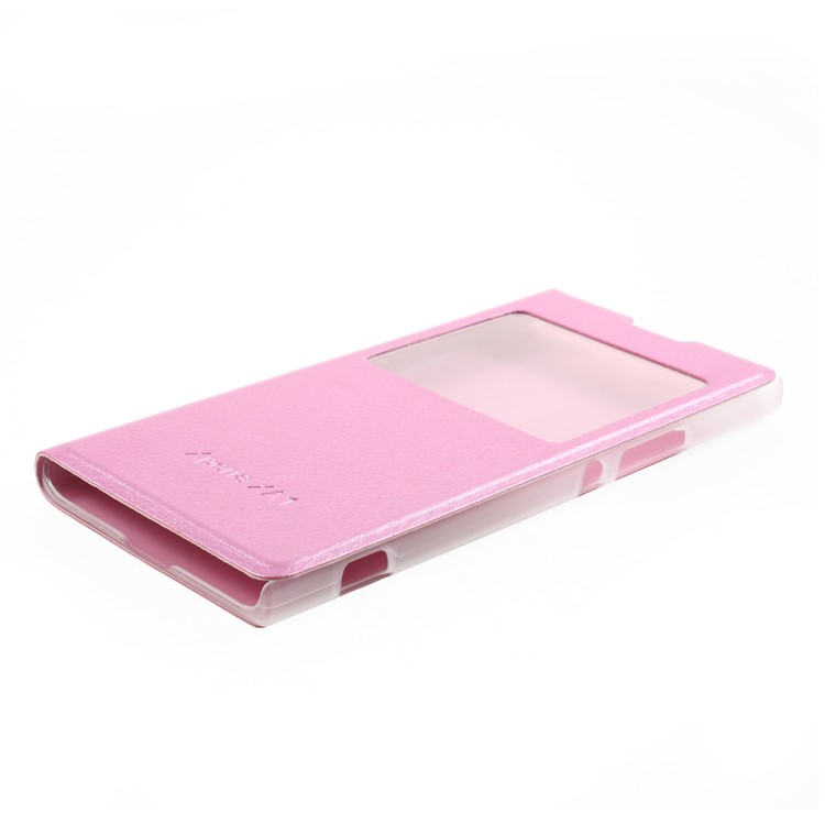 For Sony Xperia XA1 Litchi Texture View Window Leather Protective Shell - Pink-4