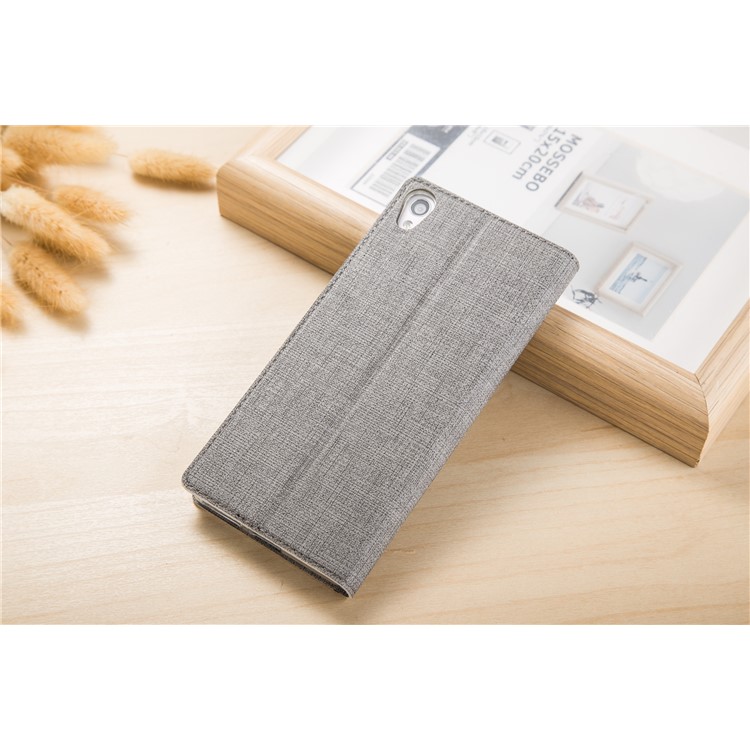 VILI DMX Leather Card Holder Protective Folding Phone Cover with Stand for Sony Xperia L1 - Grey-2