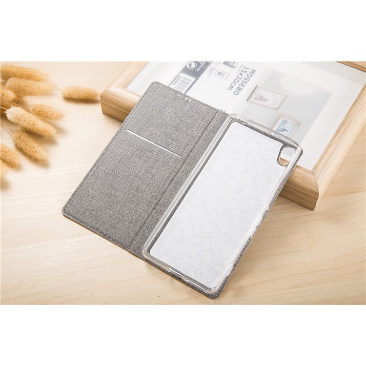 VILI DMX Leather Card Holder Protective Folding Phone Cover with Stand for Sony Xperia L1 - Grey-3