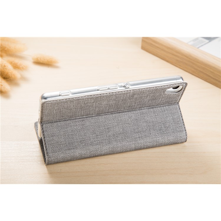 VILI DMX Leather Card Holder Protective Folding Phone Cover with Stand for Sony Xperia L1 - Grey-4