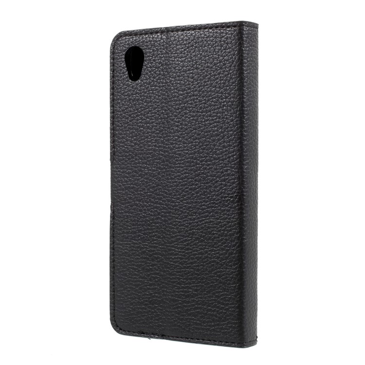 Litchi Leather Mobile Phone Case for Sony Xperia L1 with Stand - Black-3