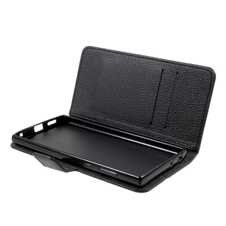 Litchi Leather Mobile Phone Case for Sony Xperia L1 with Stand - Black-6