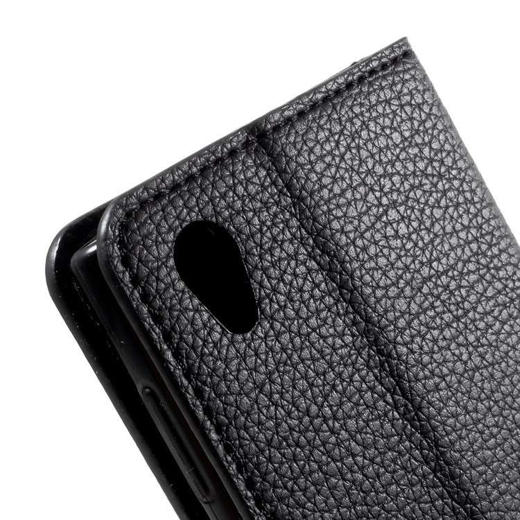 Litchi Leather Mobile Phone Case for Sony Xperia L1 with Stand - Black-9
