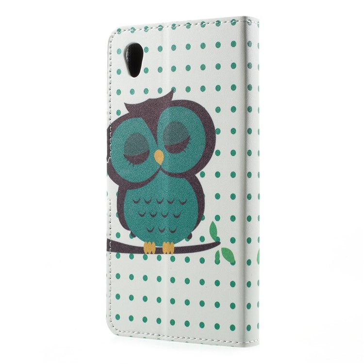 Pattern Printing PU Leather Folio Wallet Case Cover for Sony Xperia L1 - Sleeping Owl-3
