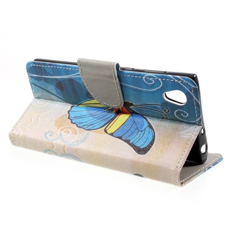 Pattern Printing PU Leather Folio Wallet Phone Case for Sony Xperia L1 - Multi-color Butterfly-4