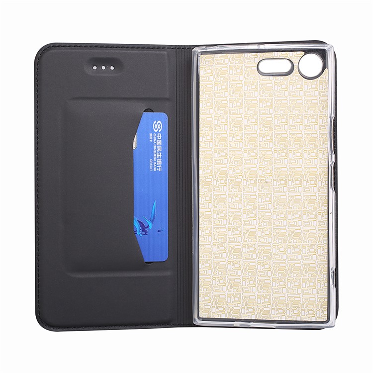 For Sony Xperia XZ Premium Ultra-thin Leather Mobile Phone Cover with Stand - Black-3