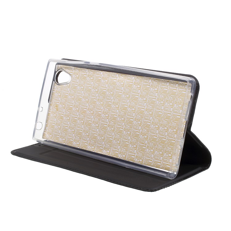 For Sony Xperia L1 Ultra-thin Leather Phone Cover with Stand - Black-3
