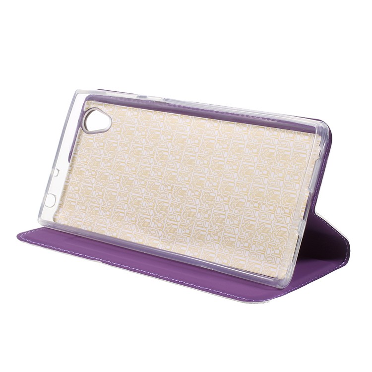 For Sony Xperia L1 Ultra-thin Leather Mobile Phone Cover with Stand - Purple-3