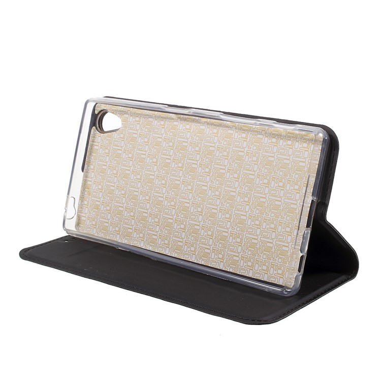 Ultra-thin Stand Leather Phone Cover for Sony Xperia Z5 / Z5 Dual - Black-3