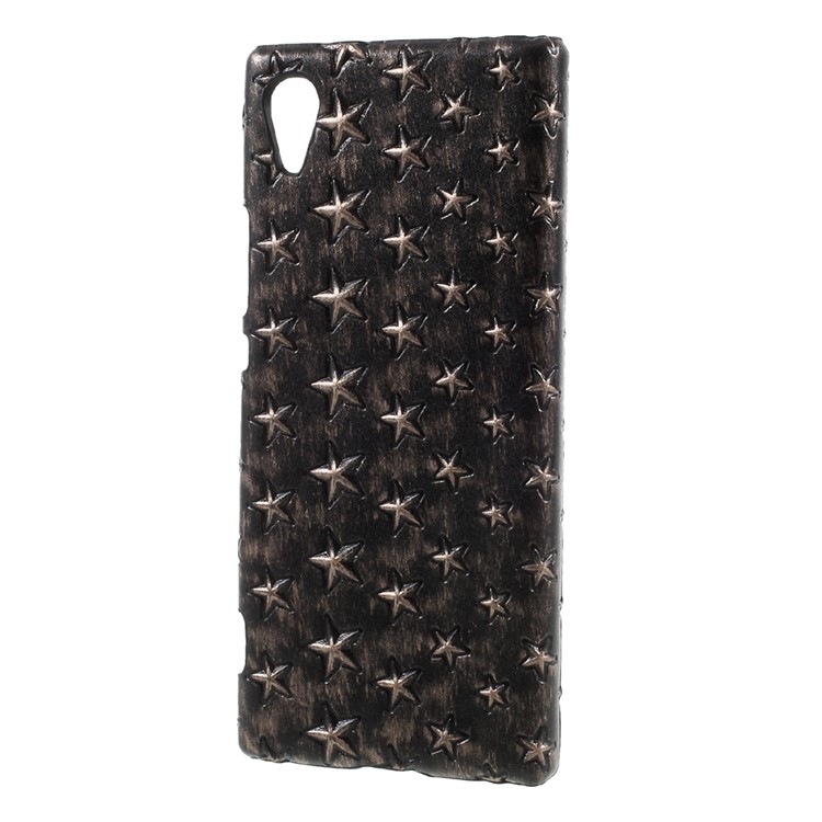 Skin Leather Coated PC Phone Case Accessory for Sony Xperia XA1 - Stars / Grey-1