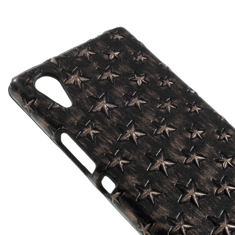 Skin Leather Coated PC Phone Case Accessory for Sony Xperia XA1 - Stars / Grey-3