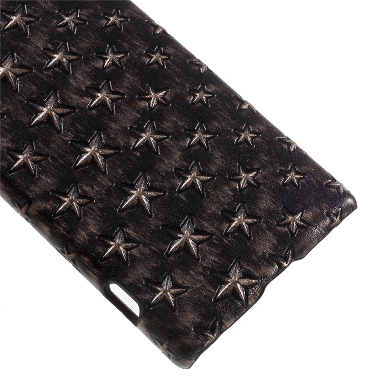 Skin Leather Coated PC Phone Case Accessory for Sony Xperia XA1 - Stars / Grey-4