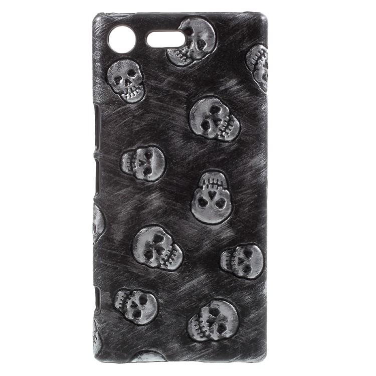 Leather Coated PC Back Phone Shell for Sony Xperia XZ Premium - Skull / Grey-1