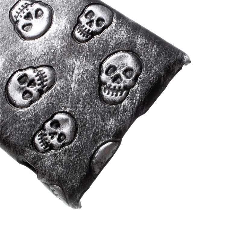 Leather Coated PC Back Phone Shell for Sony Xperia XZ Premium - Skull / Grey-4