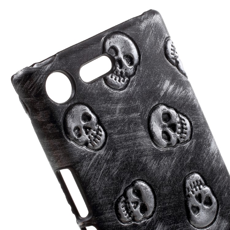 Leather Coated PC Back Phone Shell for Sony Xperia XZ Premium - Skull / Grey-5