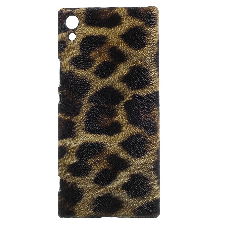PU Leather Coated Hard PC Phone Case Protector for Sony Xperia XA1 - Leopard Pattern / Brown-1