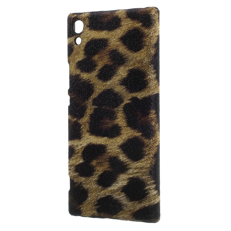PU Leather Coated Hard PC Phone Case Protector for Sony Xperia XA1 - Leopard Pattern / Brown-2