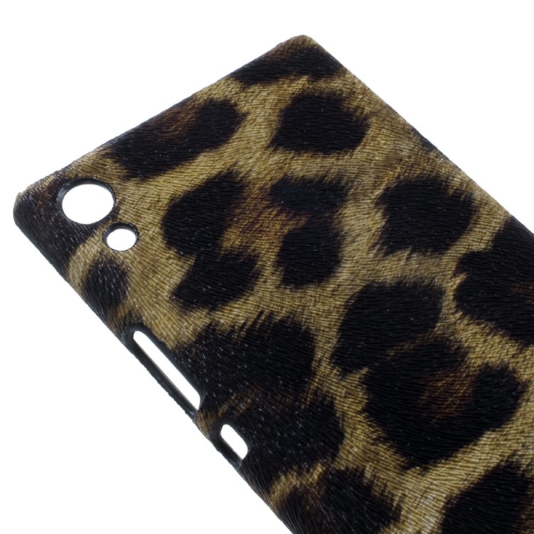 PU Leather Coated Hard PC Phone Case Protector for Sony Xperia XA1 - Leopard Pattern / Brown-4