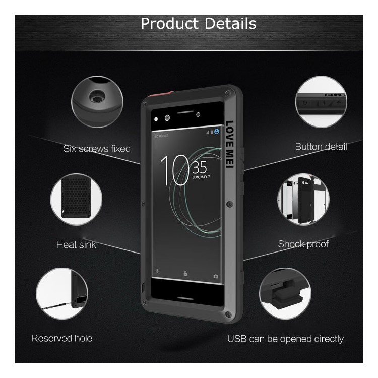 LOVE MEI Powerful Shockproof Dropproof Dirtproof Protector Case for Sony Xperia XZ Premium - Black-7