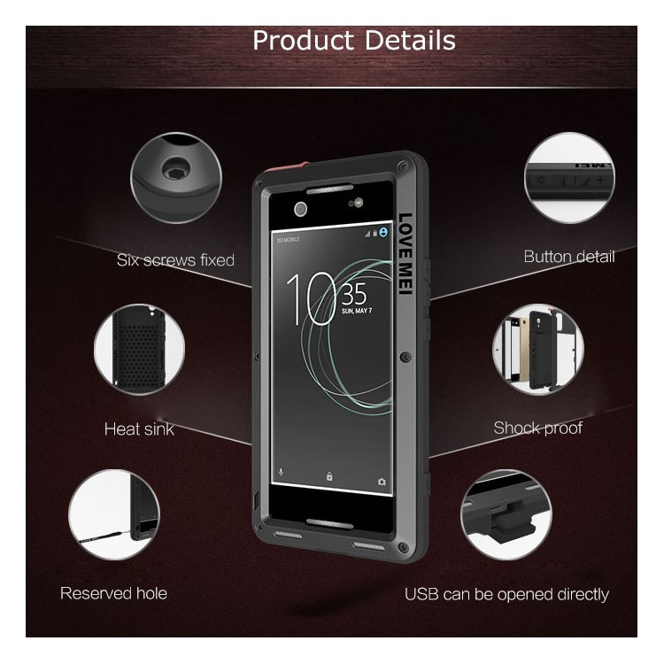 AMOR MEI Potente para Sony Xperia XA1 a prueba de choque Dropproof Dirtproof caso protector del teléfono - Negro-8