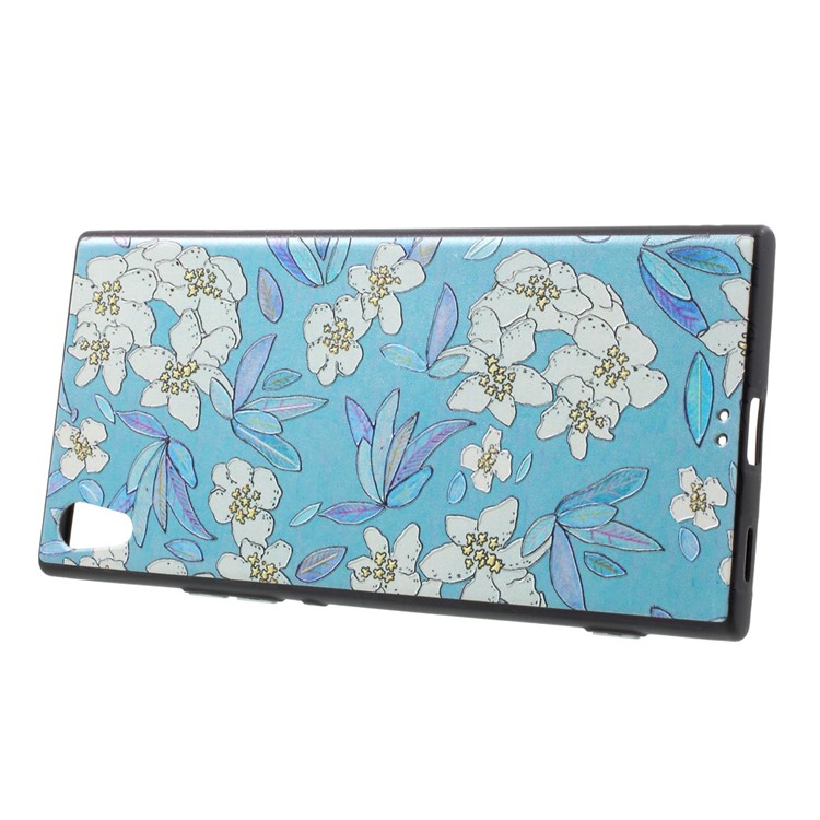 Embossed Pattern Soft TPU Back Case for Sony Xperia XA1 Ultra - Flowers and Leaves Pattern-2