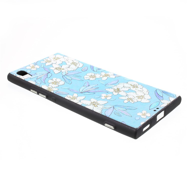 Embossed Pattern Soft TPU Back Case for Sony Xperia XA1 Ultra - Flowers and Leaves Pattern-3