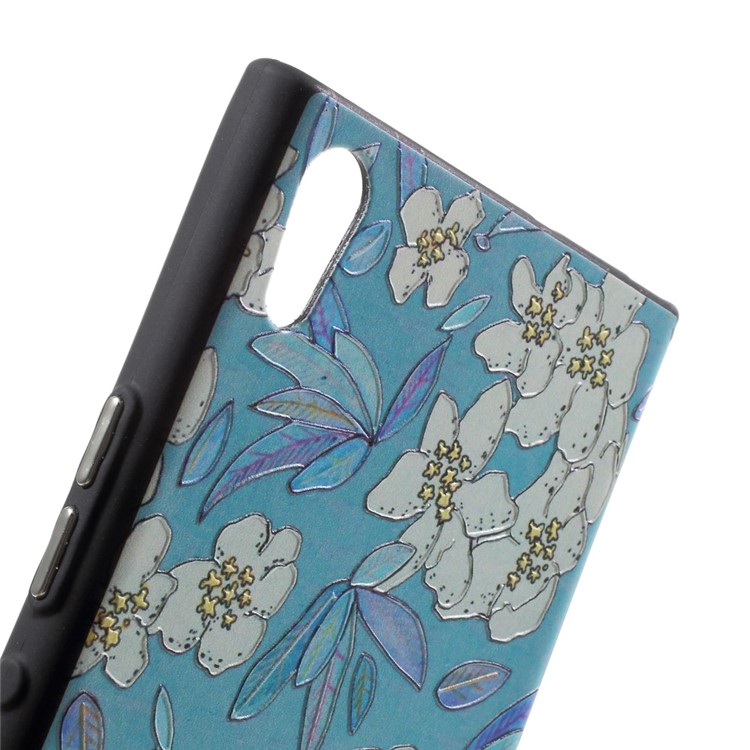 Embossed Pattern Soft TPU Back Case for Sony Xperia XA1 Ultra - Flowers and Leaves Pattern-5