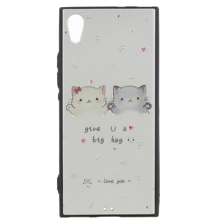 Embossed Pattern TPU Protection Mobile Back Case for Sony Xperia XA1 - Two Lovely Cats-1