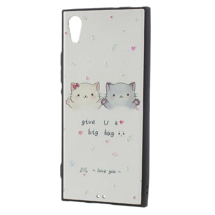 Embossed Pattern TPU Protection Mobile Back Case for Sony Xperia XA1 - Two Lovely Cats-2