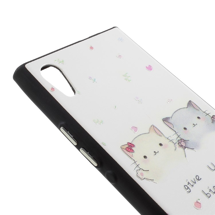 Embossed Pattern TPU Protection Mobile Back Case for Sony Xperia XA1 - Two Lovely Cats-4