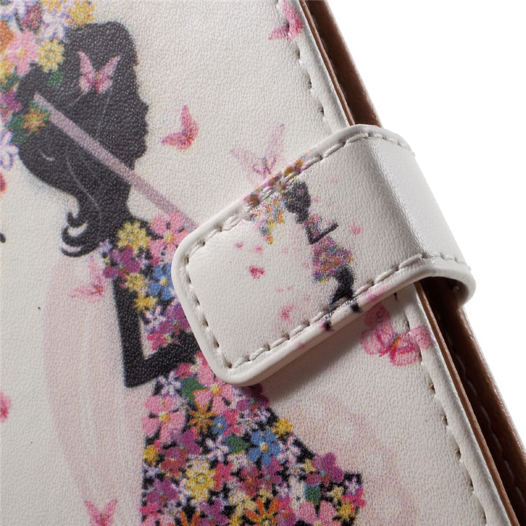 Pattern Printing Wallet Leather Stand Shell Cover for Sony Xperia L1 - Flowered Girl Holding Umbrella-8