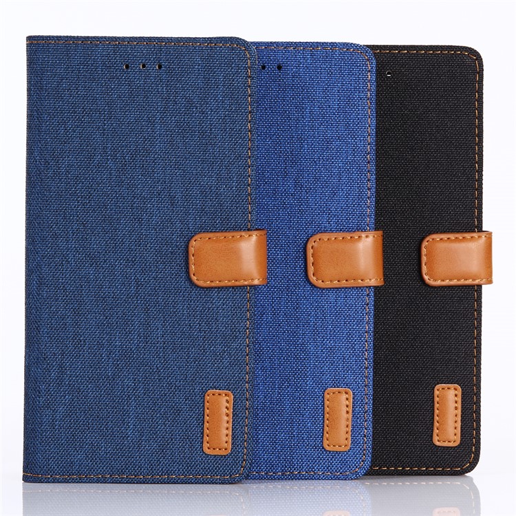 Jeans Cloth Wallet PU Leather Flip Mobile Phone Shell with Stand for Sony Xperia XZ Premium - Black-5