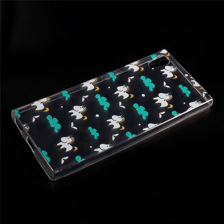 Musterdruck TPU Ultra-Dünnes Gehäuse Zubehör für Sony Xperia XA1 - Einhorn-1