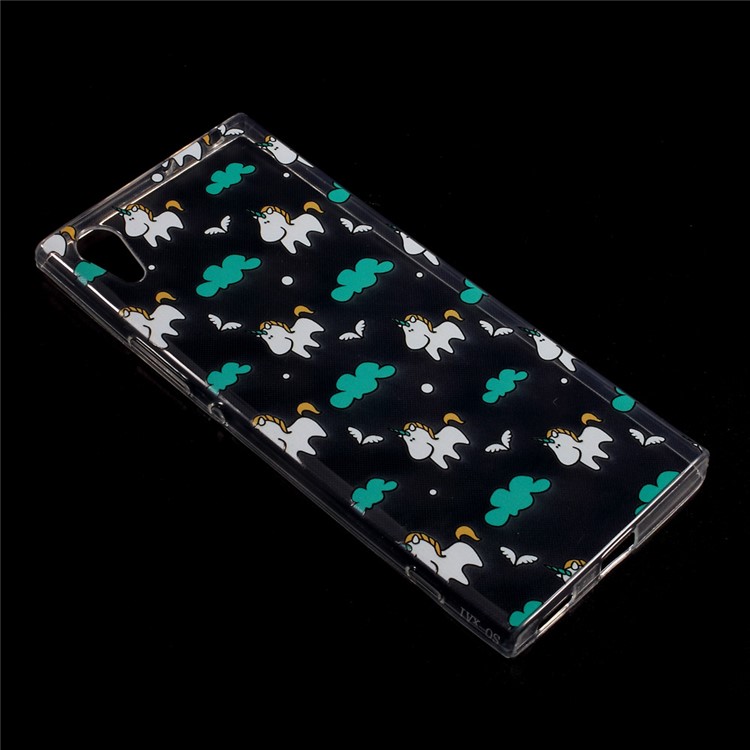 Musterdruck TPU Ultra-Dünnes Gehäuse Zubehör für Sony Xperia XA1 - Einhorn-3