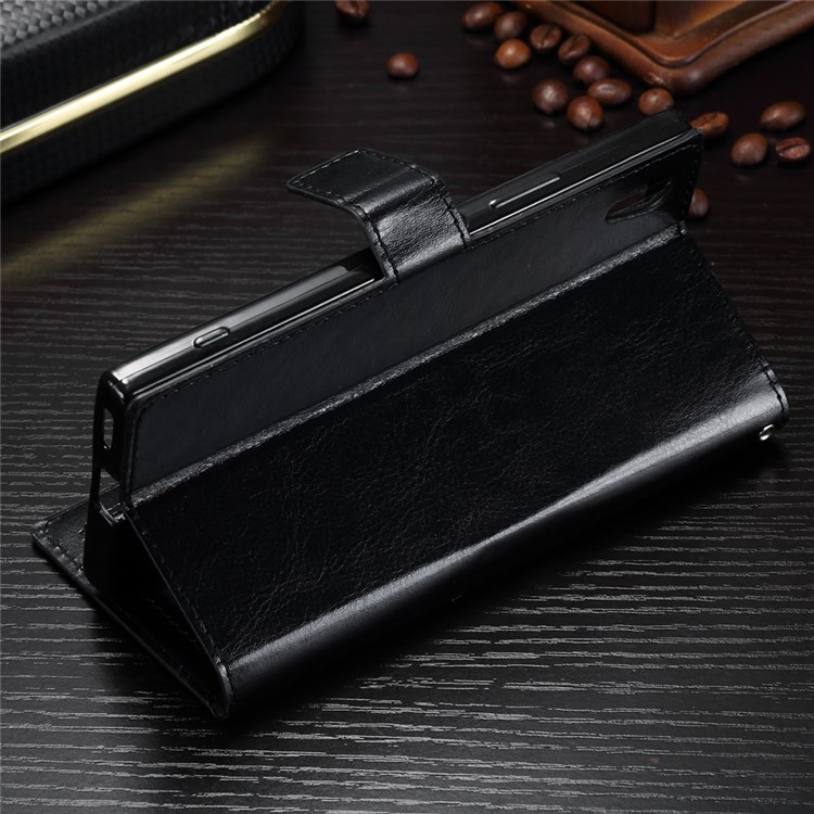 Crazy Horse Leather Wallet Mobile Phone Case Accessory for Sony Xperia L1 - Black-3