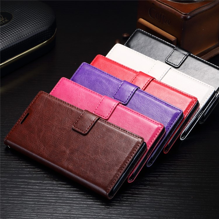 Crazy Horse Leather Wallet Mobile Phone Case Accessory for Sony Xperia L1 - Black-4
