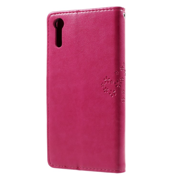 Imprint Tree Owl Magnetic Wallet Leather Stand Case for Sony Xperia XZ/Xperia XZs - Rose-2