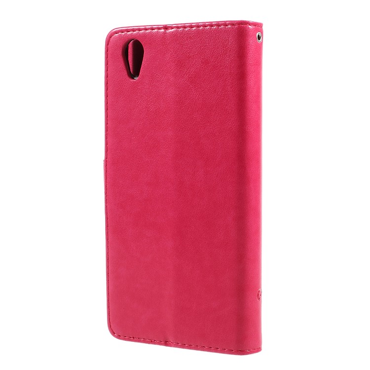 Impressione Farfalla Fiore Portafoglio Magnetico PU Cuoio Shell per Sony Xperia L1 - Rosa-2